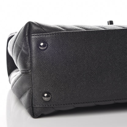 Chanel Caviar Chevron Quilted Small Coco Handle Flap So Black 8 of 10