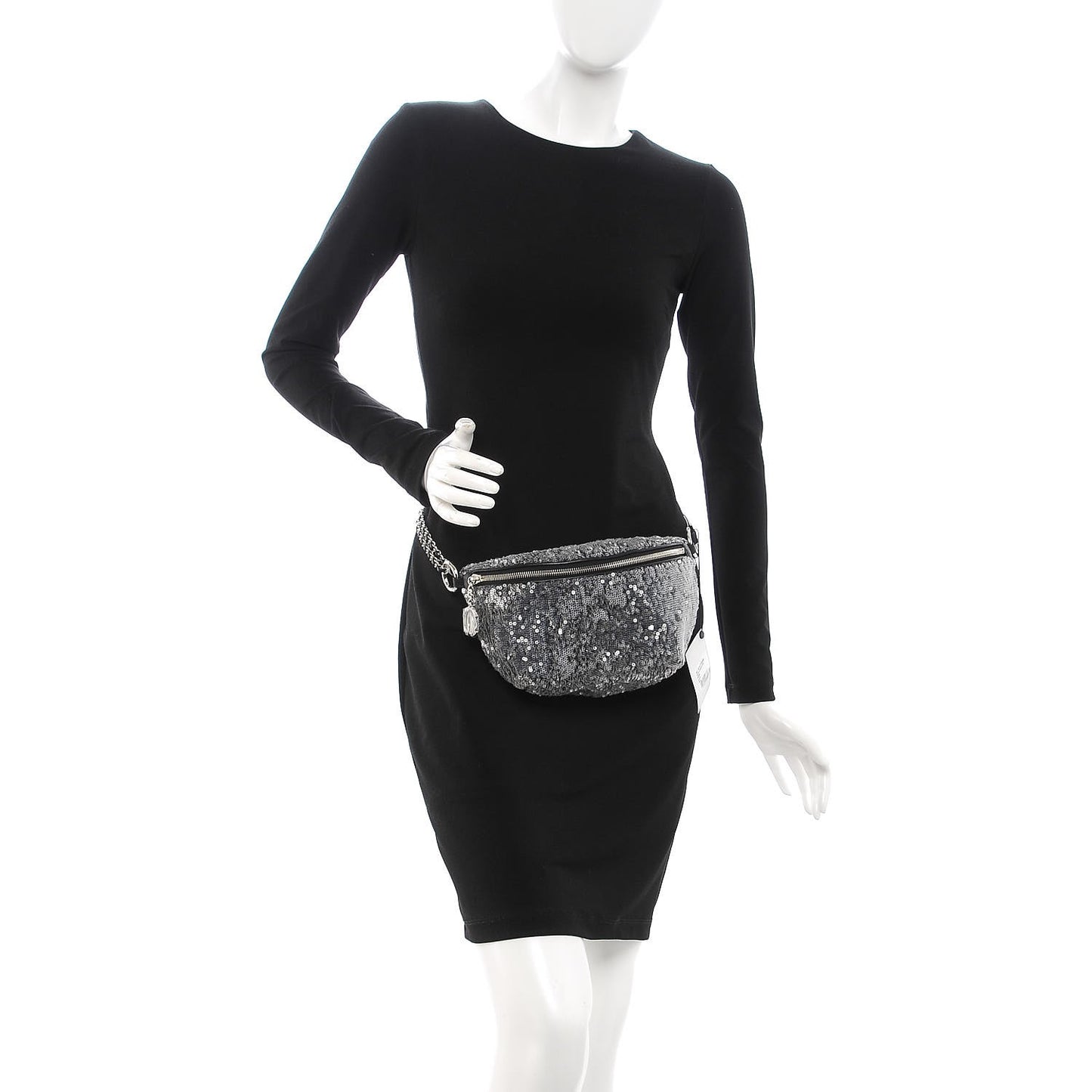 Sequin Waist Bag Fanny Pack Silver Black