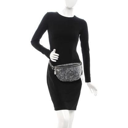 Chanel Sequin Waist Bag Fanny Pack Silver Black 2 of 8