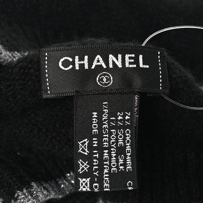 Chanel Cashmere CC Beanie Hat Black Grey 3 of 3