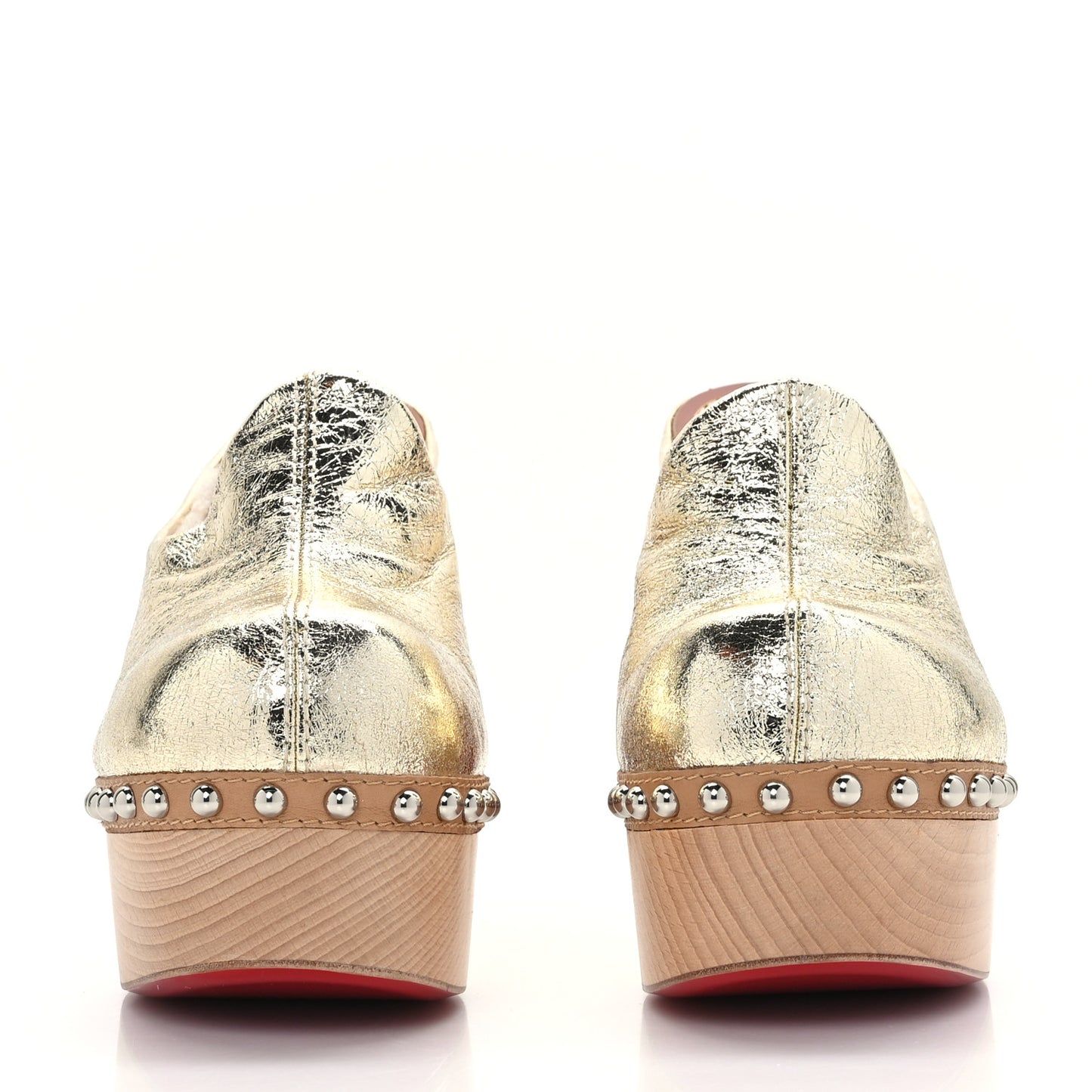 Metallic Calfskin Shearling Joan 130 Clog 40.5 Gold