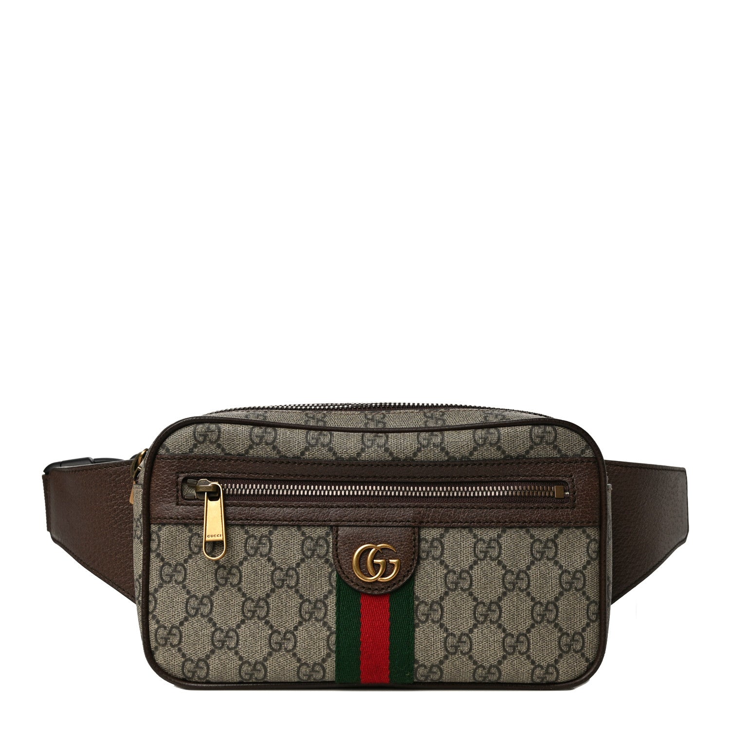 Gucci Soft GG Supreme Monogram Medium Ophidia Belt Bag Dark Brown 1 of 9