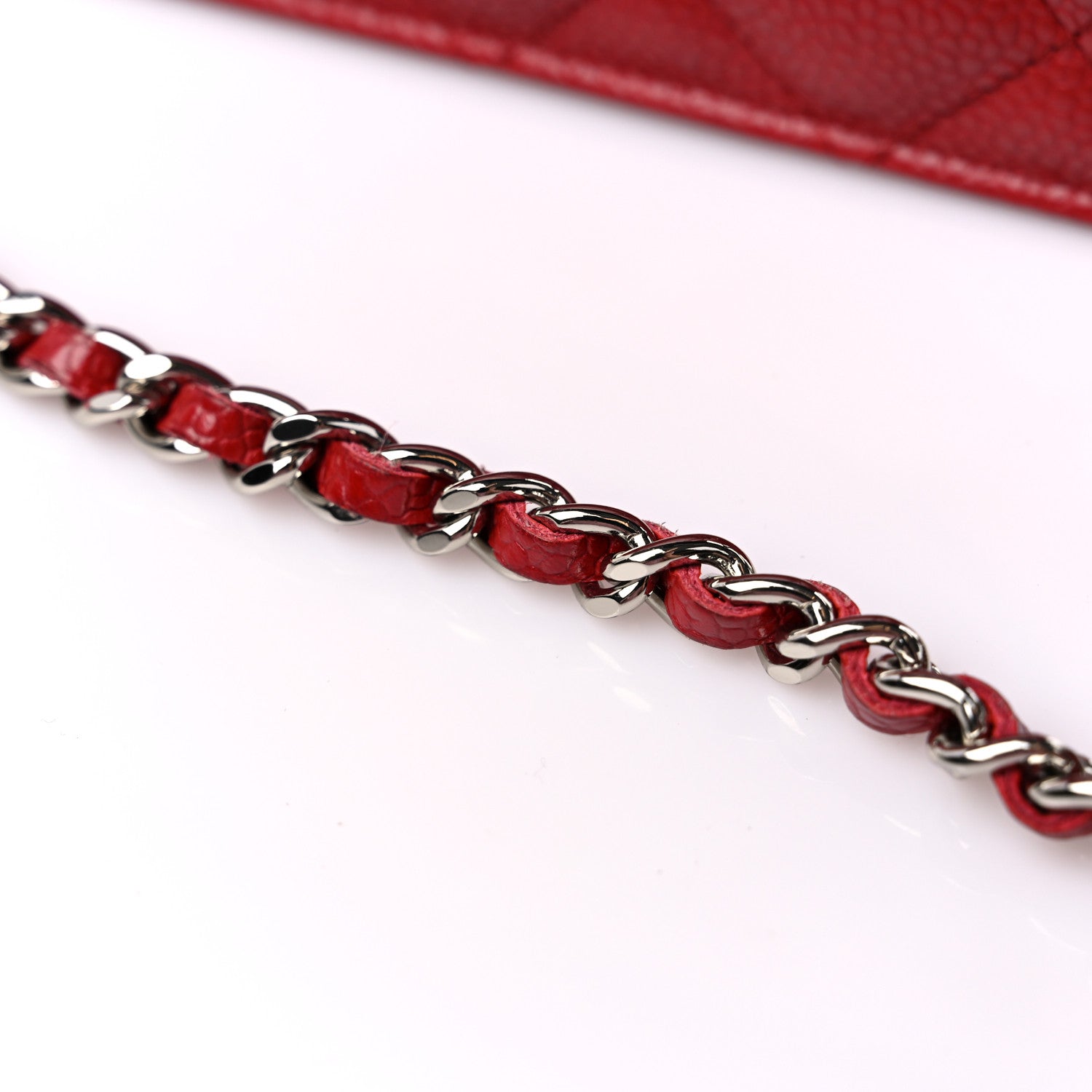 Chanel Caviar Quilted Wallet on Chain WOC Dark Red 14 of 14