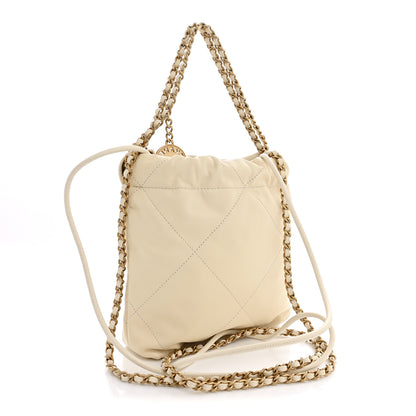Chanel Shiny Calfskin Quilted Mini Chanel 22 Light Beige 3 of 11