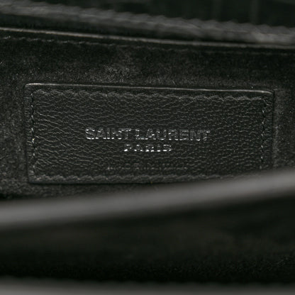 Saint Laurent Calfskin Crocodile Embossed Medium Monogram Sunset Black 7 of 14