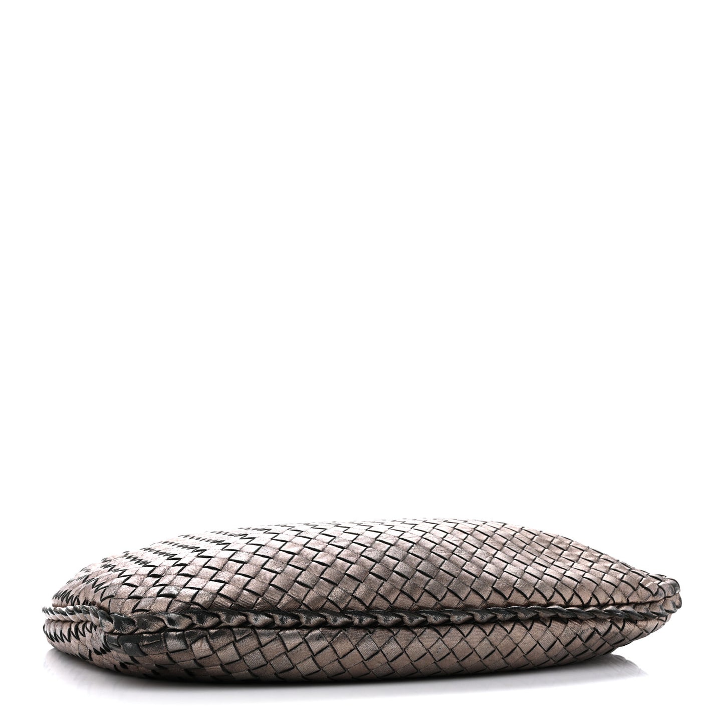 Metallic Nappa Intrecciato Medium Veneta Hobo Pewter