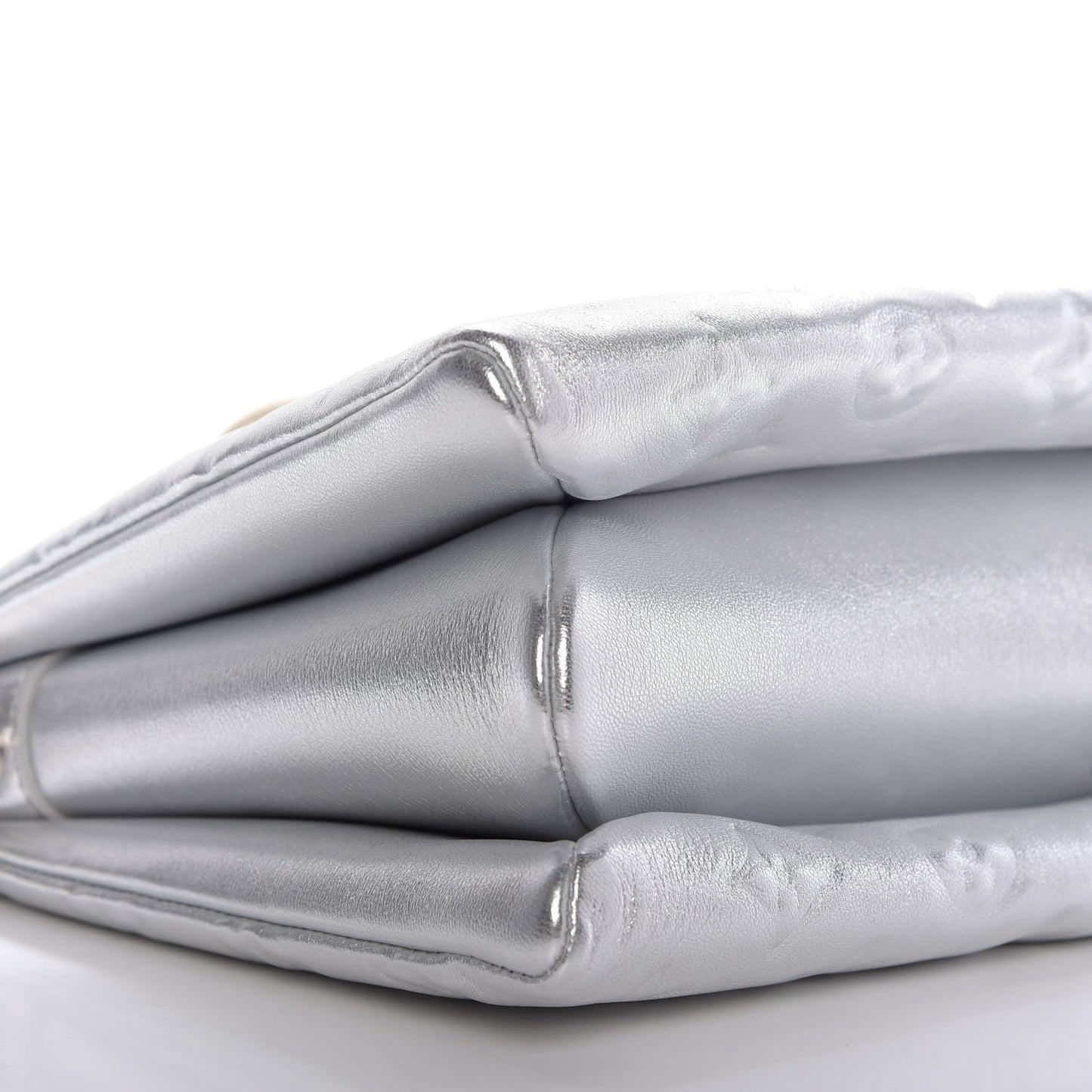 Metallic Lambskin Embossed Monogram Coussin PM Silver