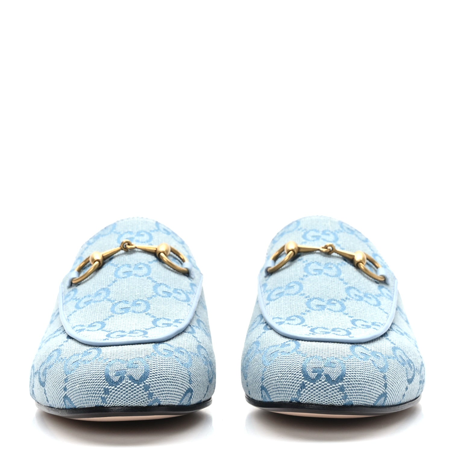 Gucci Canvas GG Monogram Nappa Womens Princetown Slippers 37 Porcelain Light Blue Dark Porcelain Light Blue 2 of 9