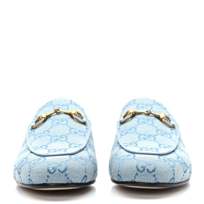 Gucci Canvas GG Monogram Nappa Womens Princetown Slippers 37 Porcelain Light Blue Dark Porcelain Light Blue 2 of 9