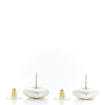 Chanel Pearl Crystal CC Heart Earrings Gold 4 of 5