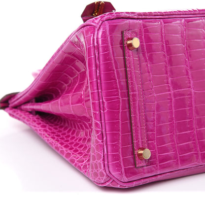 Hermes Shiny Porosus Crocodile Birkin 30 Rose Scheherazade 24 of 30