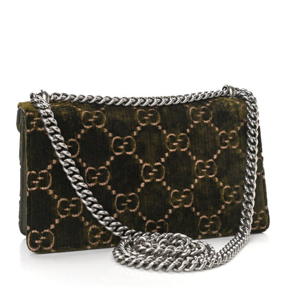 Gucci Velvet Moon Calfskin Crystal GG Monogram Small Dionysus Shoulder Bag Dark Olive Rose Gold 3 of 12