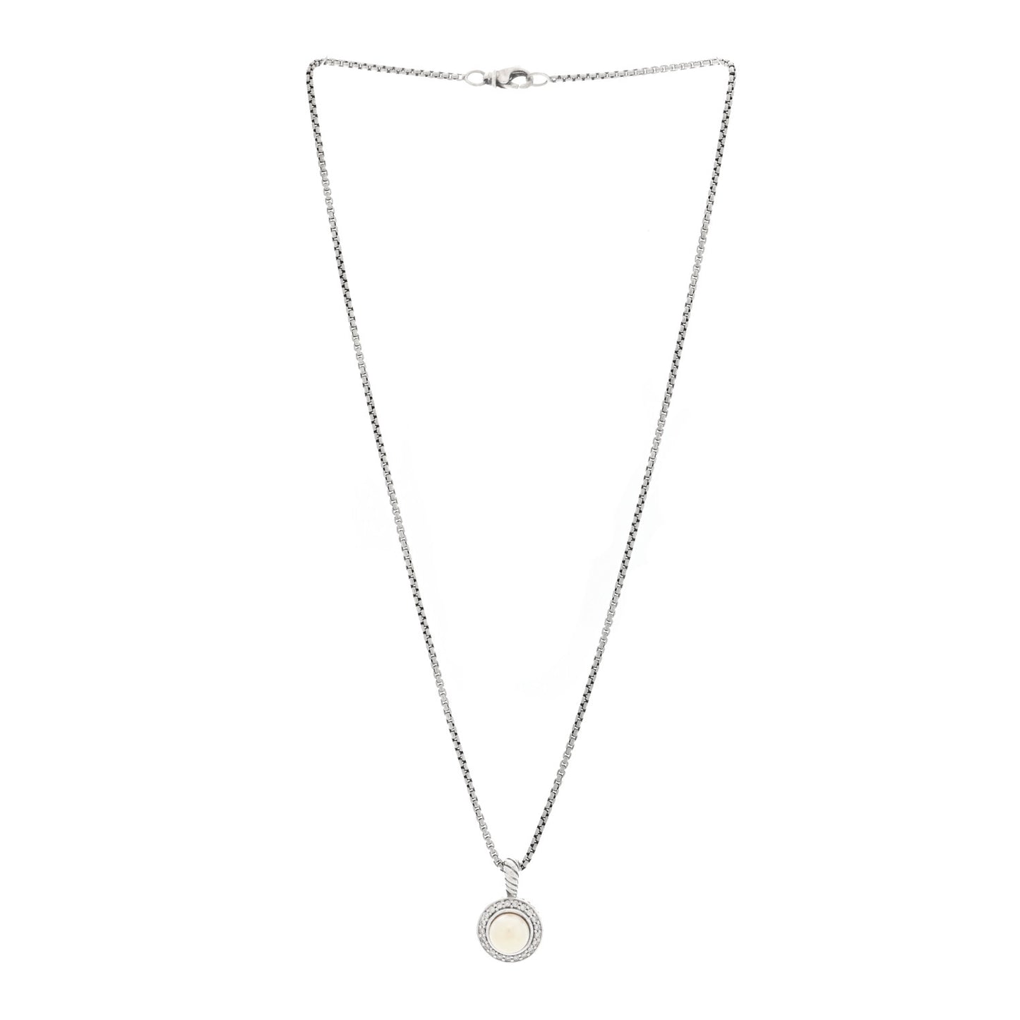 Sterling Silver Diamond Cultured Pearl 8mm Cerise Pendant Necklace