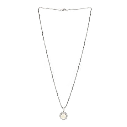 David Yurman Sterling Silver Diamond Cultured Pearl 8mm Cerise Pendant Necklace 3 of 5