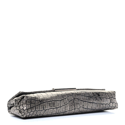 Alexander McQueen Calfskin Crocodile Embossed Clutch Silver 3 of 4