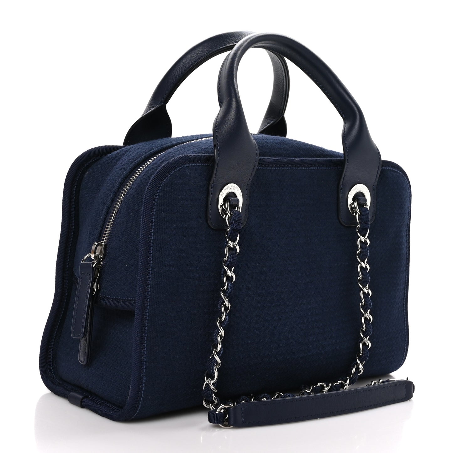 Mixed Fibers Small Deauville Bowling Bag Navy Blue