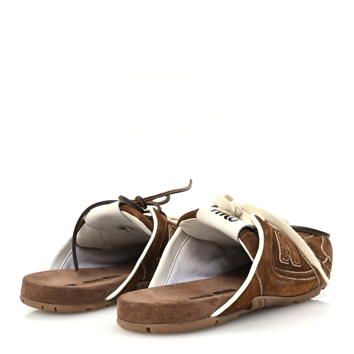 X NEW BALANCE Faded Suede Calfskin 530 SL Slip-On Mules 36.5 Ecru