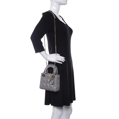 Christian Dior Metallic Lambskin Cannage Mini Lady Dior Grey 2 of 9