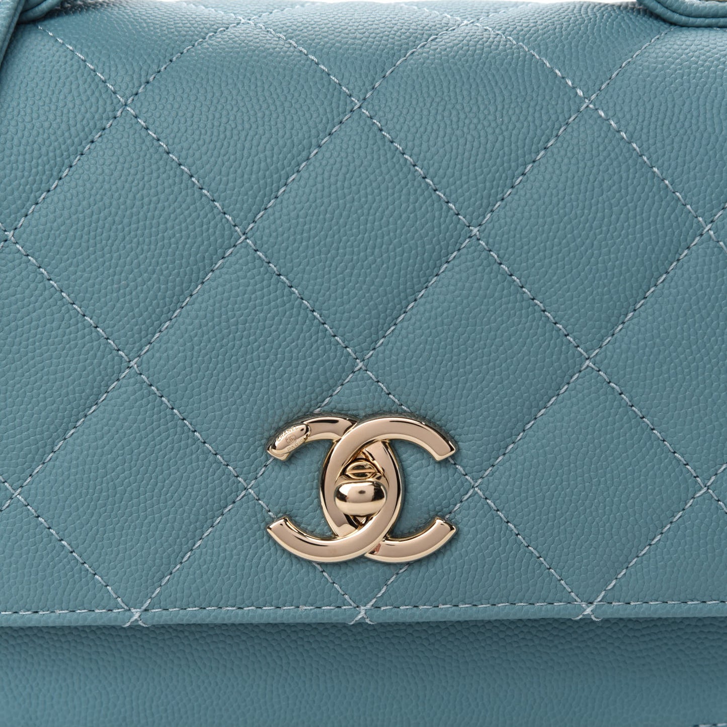 Caviar Quilted Small Business Affinity Flap Light Blue
