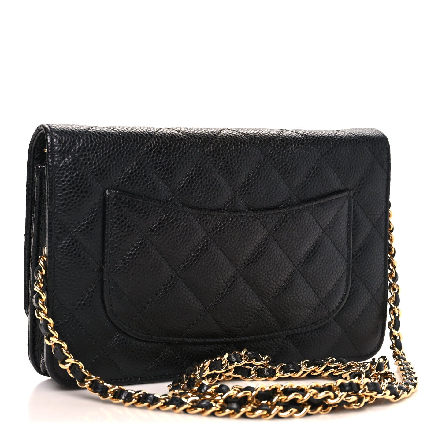 Caviar Quilted Wallet on Chain WOC Black
