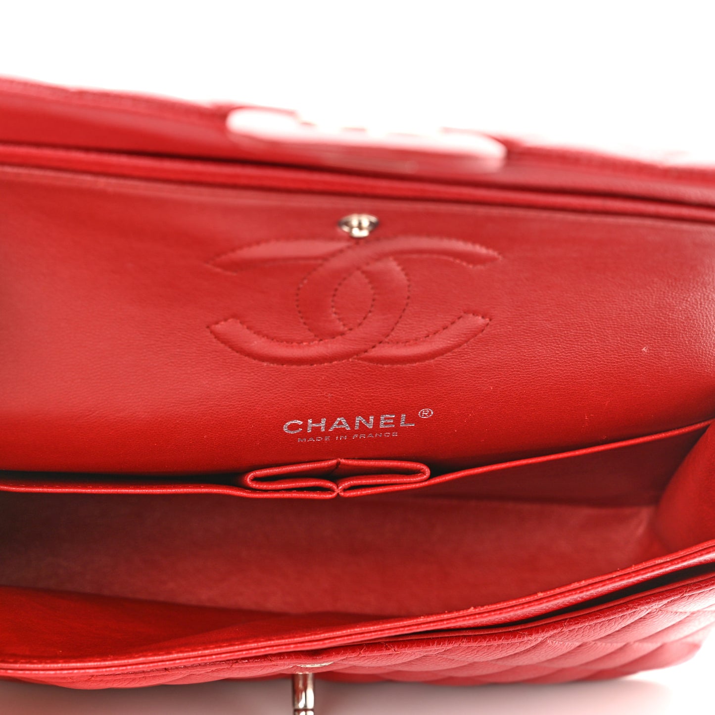 Caviar Quilted Medium Double Flap Red