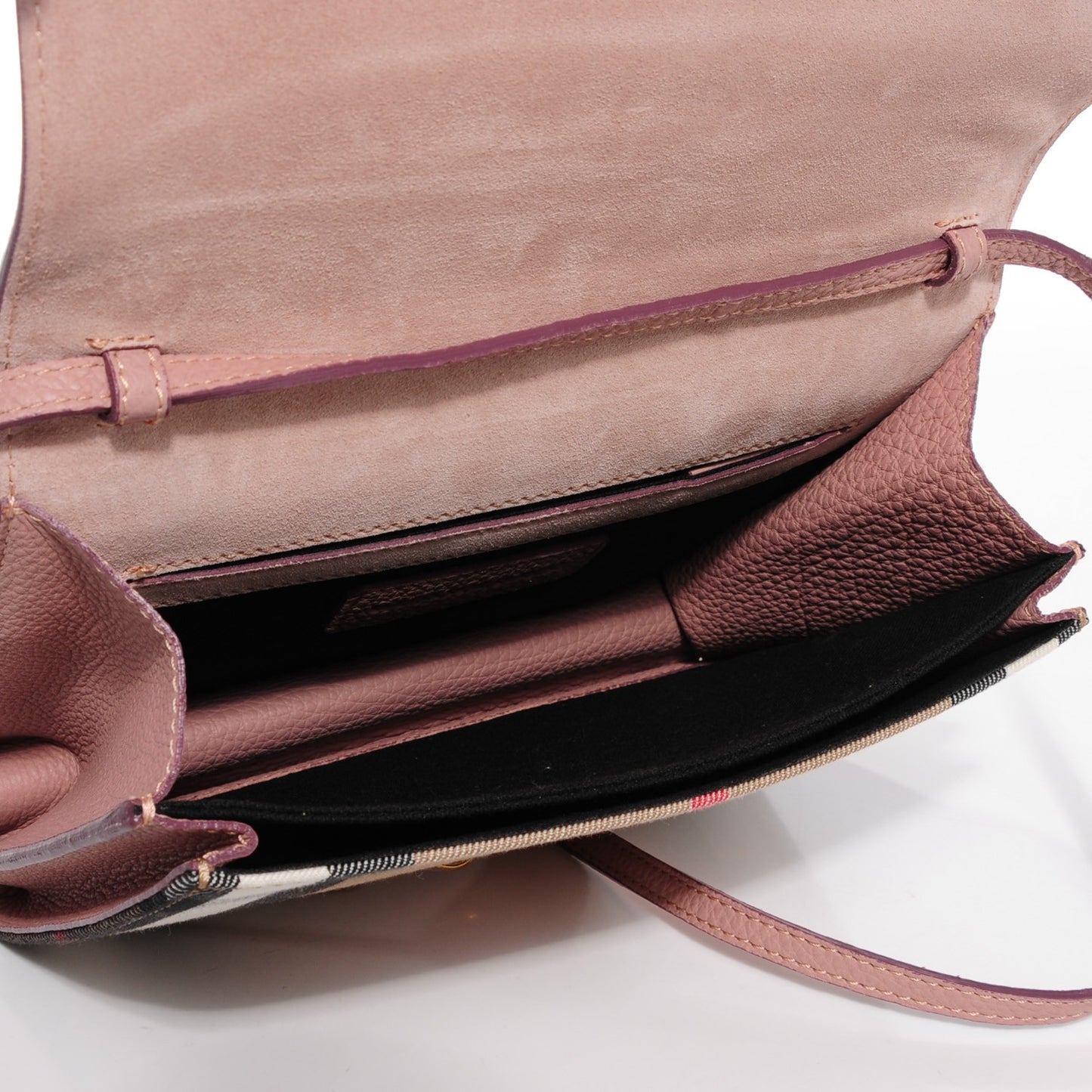 Pebbled Calfskin House Check Small Macken Crossbody Bag Nude Blush