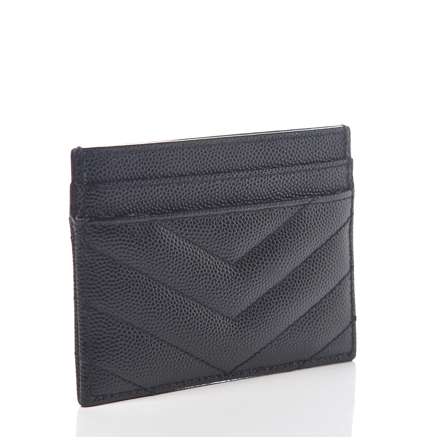 Grain De Poudre Matelasse Chevron Monogram Credit Card Case Black