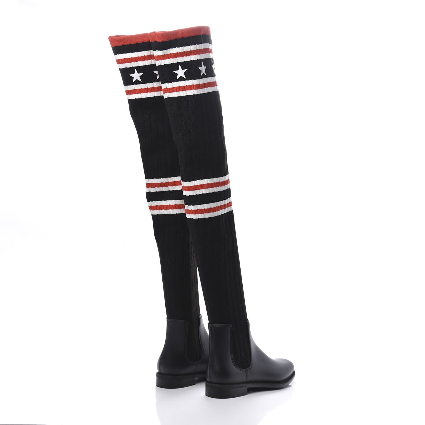 Knit Rubber Storm Over The Knee Boots 36 Black