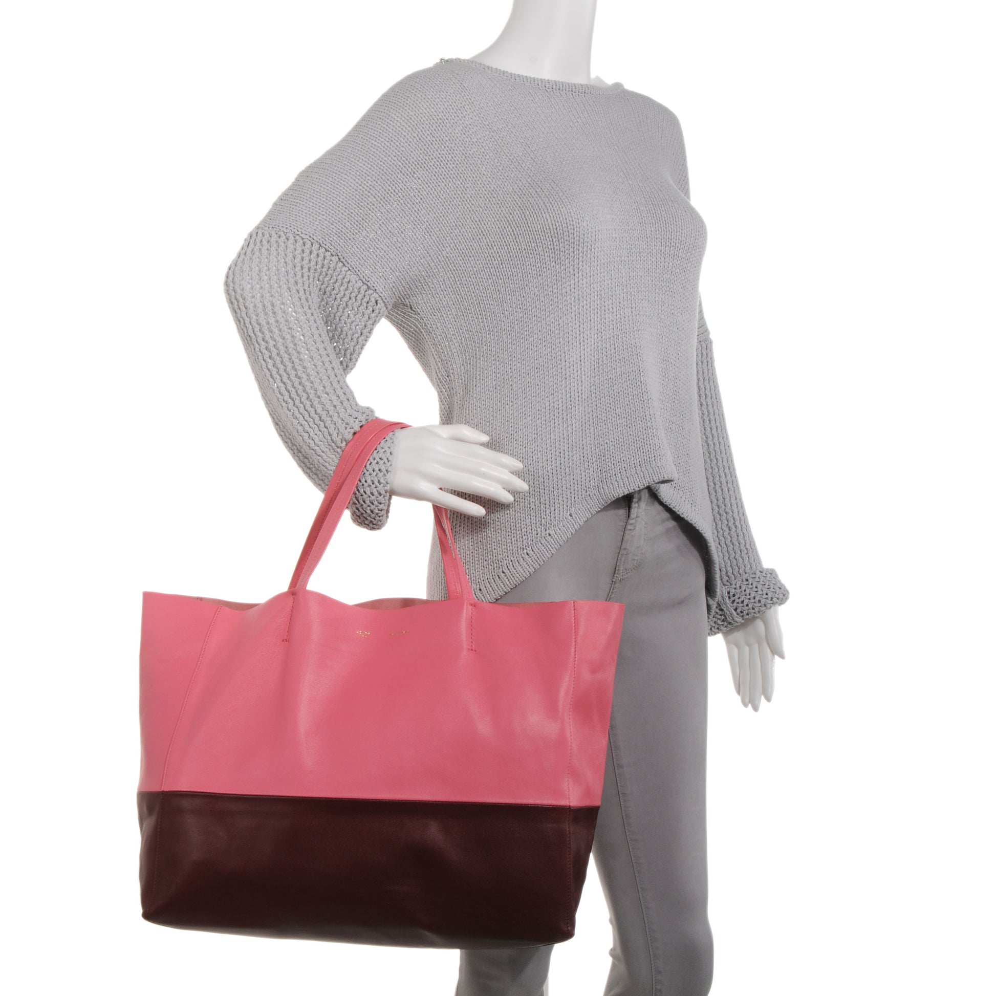 Celine Lambskin Horizontal Bi-Cabas Pink Rust 2 of 8