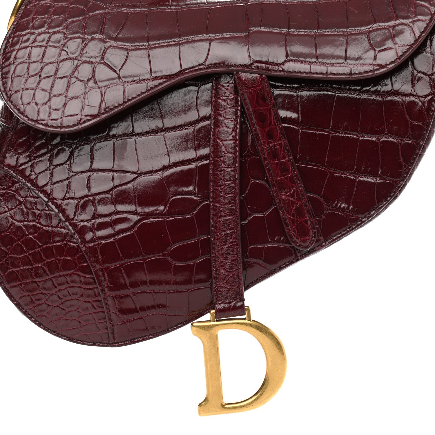 Christian Dior Shiny Alligator Saddle Bag Amaranthe 8 of 9