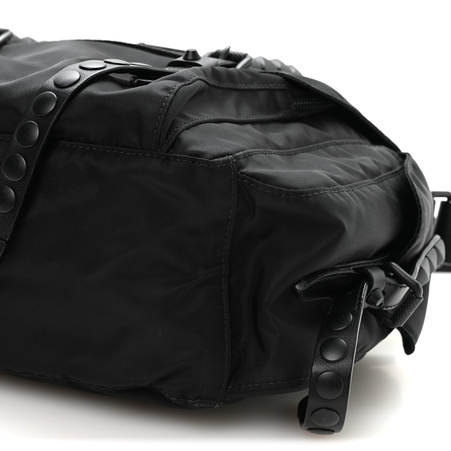 Prada Nylon New Vela Studded Messenger Bag Black 10 of 10