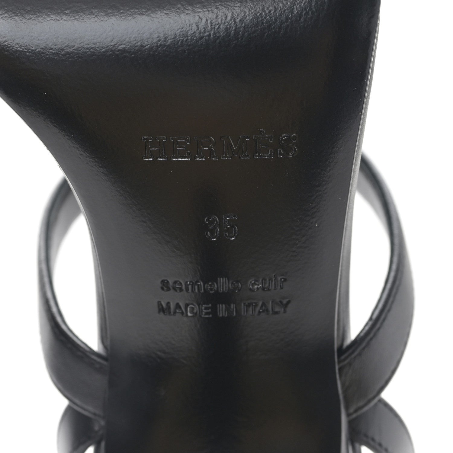 Hermes Calfskin Glamour 75 Sandals 35 Black 6 of 9