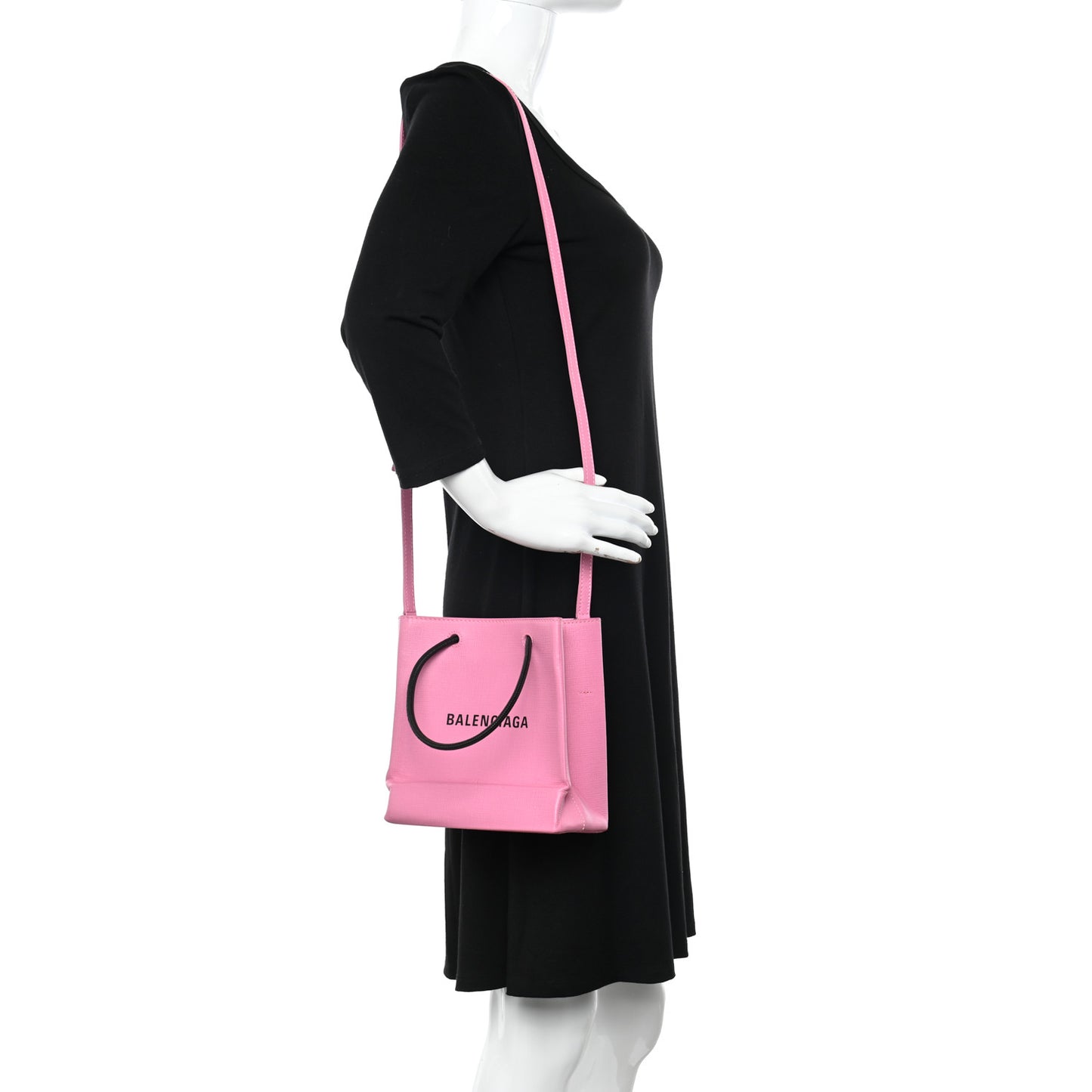 Squared Calfskin Logo Shopping Tote XXS Baby Pink