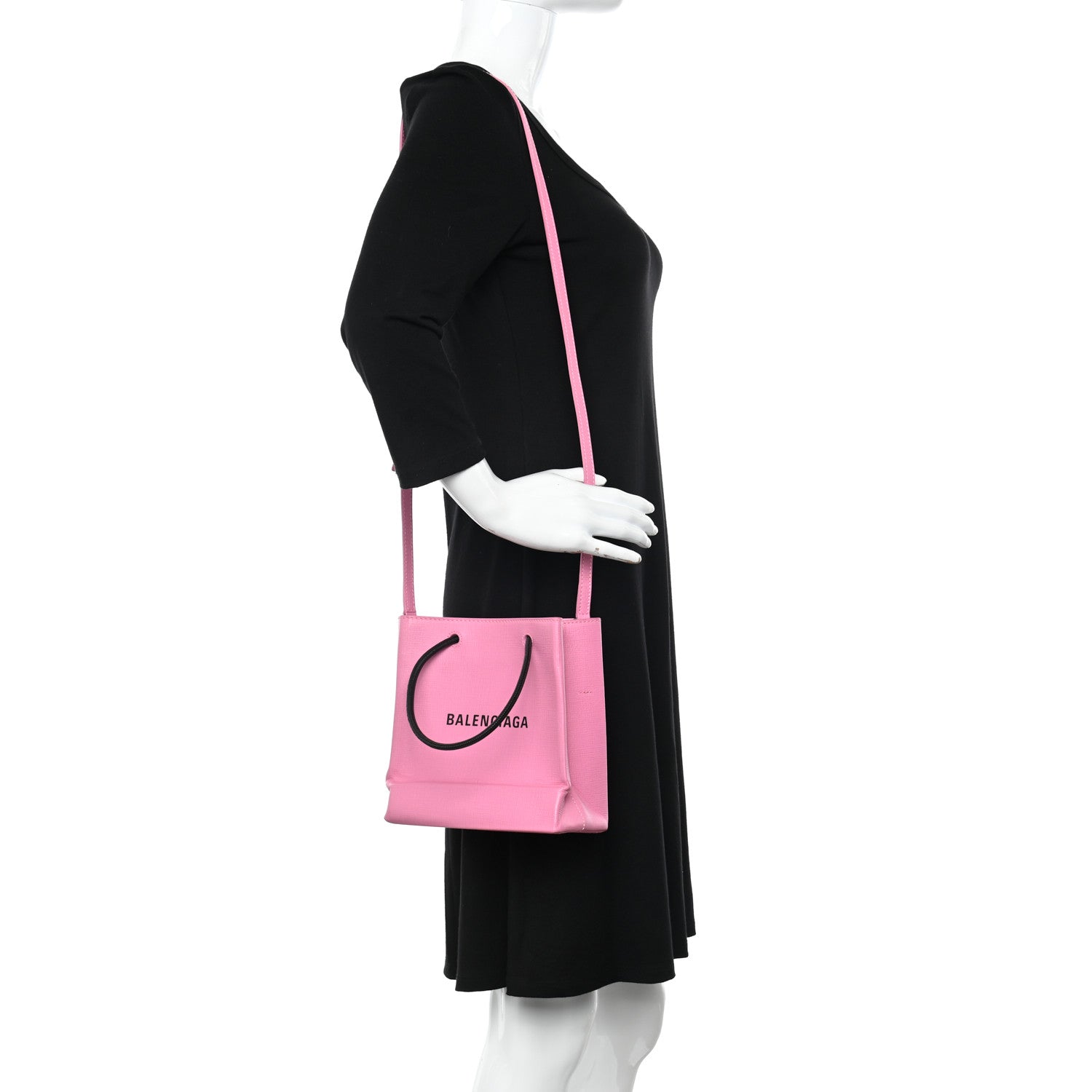 Balenciaga Squared Calfskin Logo Shopping Tote XXS Baby Pink 2 of 9