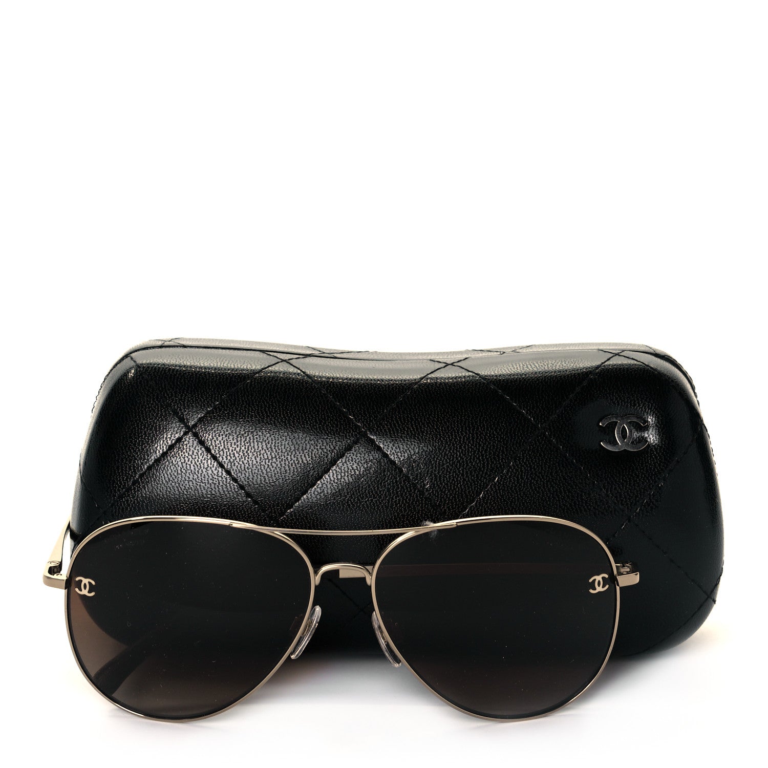 Chanel Aviator CC Sunglasses 4189-T-Q Gold 5 of 5