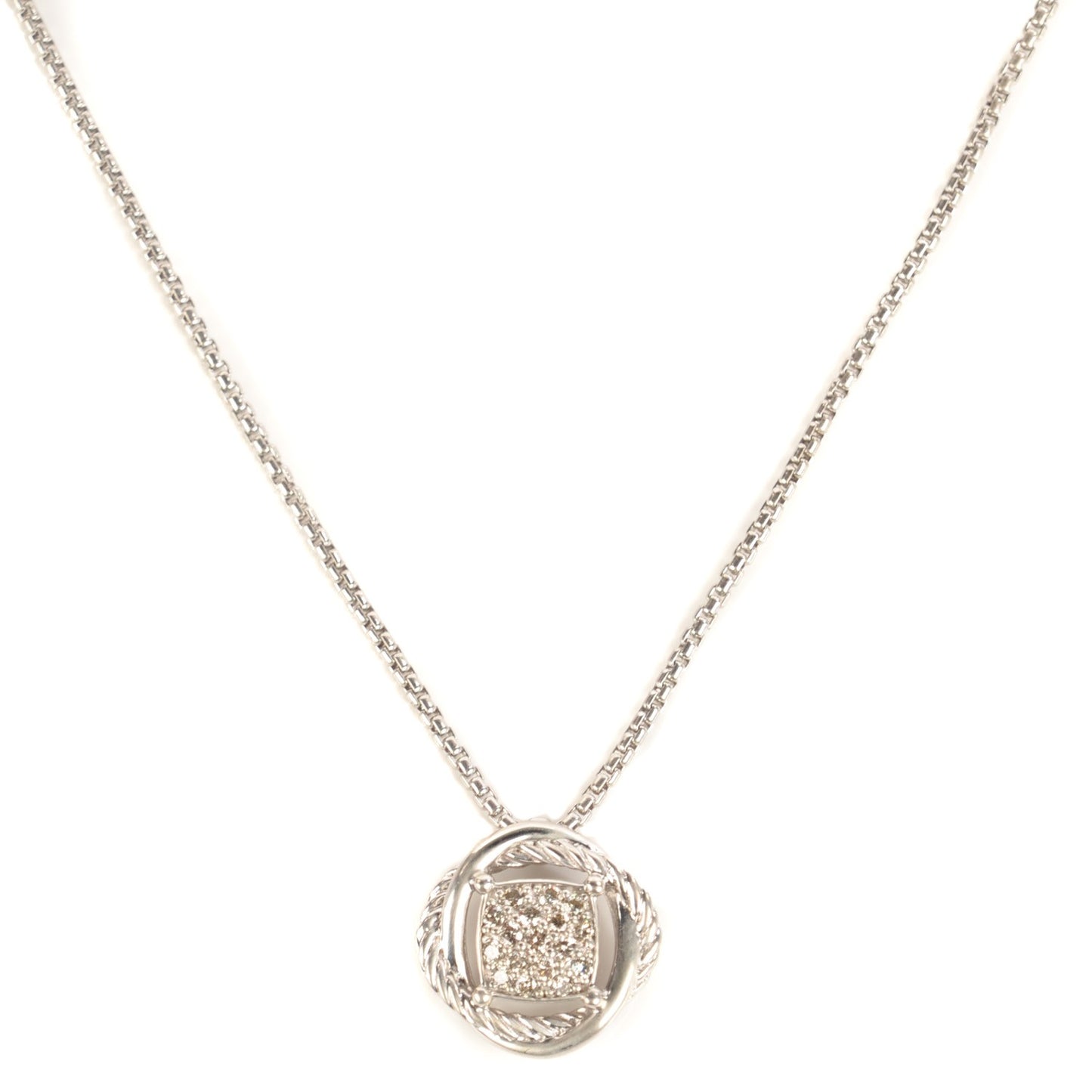 Sterling Silver Diamond 7mm Infinity Pendant Necklace