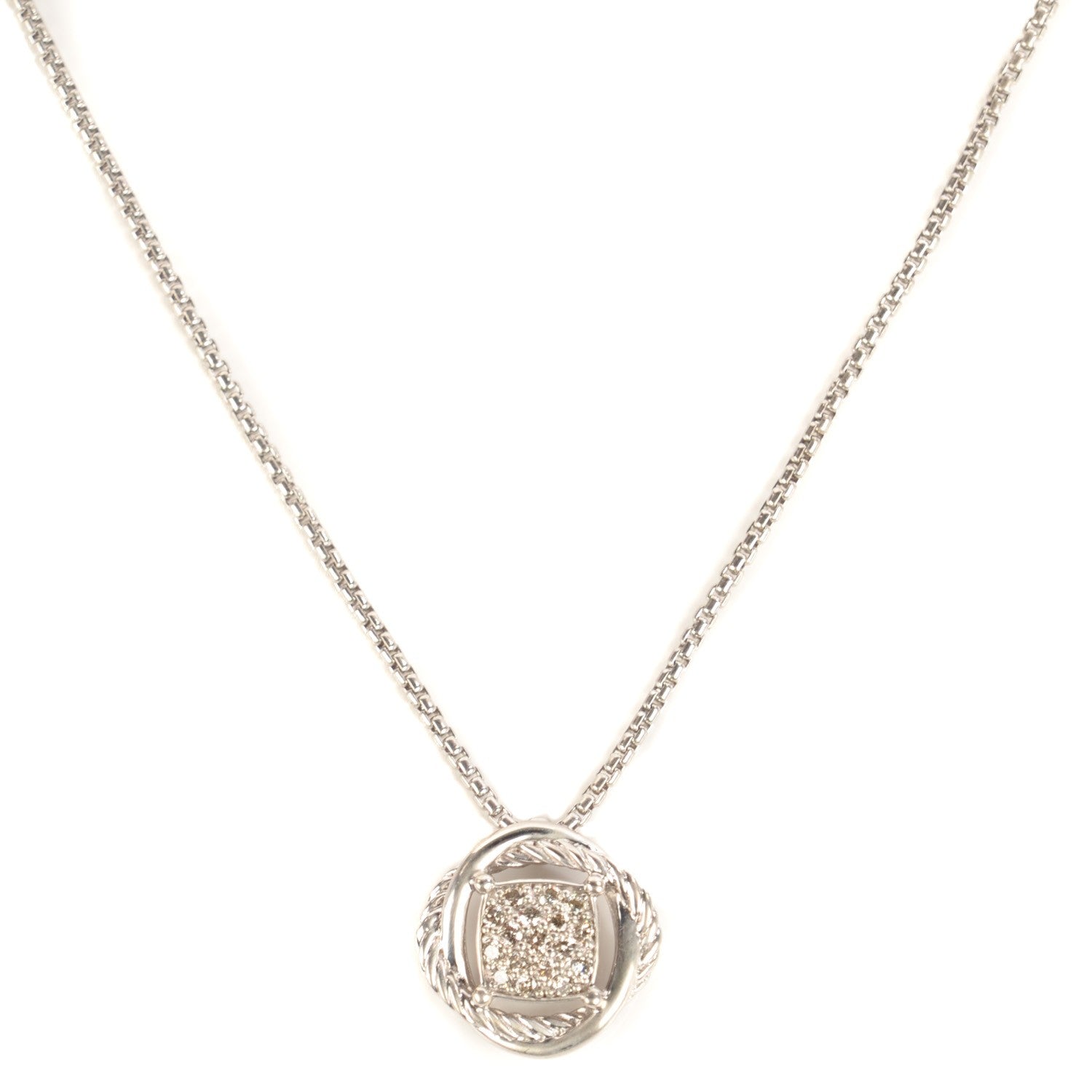 David Yurman Sterling Silver Diamond 7mm Infinity Pendant Necklace 1 of 6