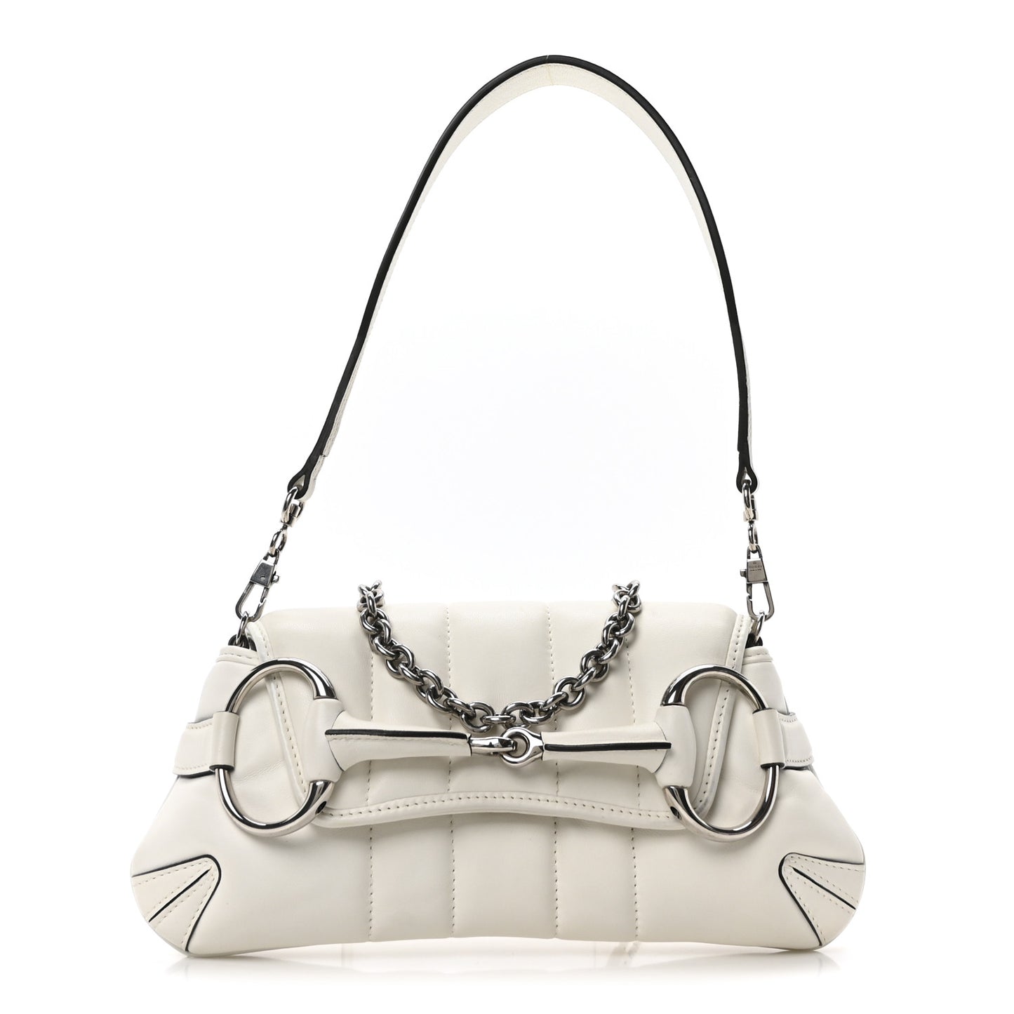 Nappa Vertical Matelasse Small Maxi Horsebit Chain Shoulder Bag Great White