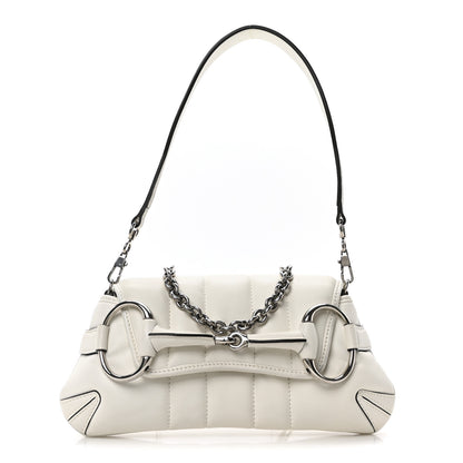 Gucci Nappa Vertical Matelasse Small Maxi Horsebit Chain Shoulder Bag Great White 1 of 10