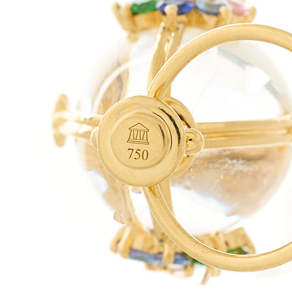 Temple St. Clair 18K Yellow Gold Diamond Rock Crystal Multi Gemstone Floral Amulet Pendant 6 of 6