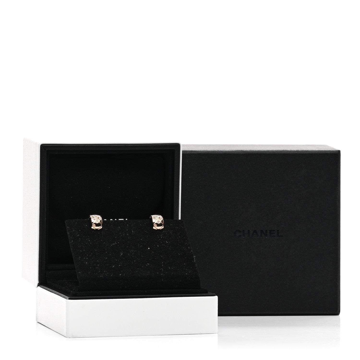 Chanel 18K Beige Gold Diamond Coco Crush Hoop Earrings 5 of 5