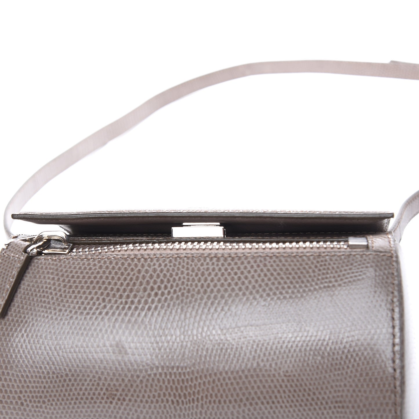 Calfskin Lizard Embossed Mini Pandora Box Crossbody Bag Mastic