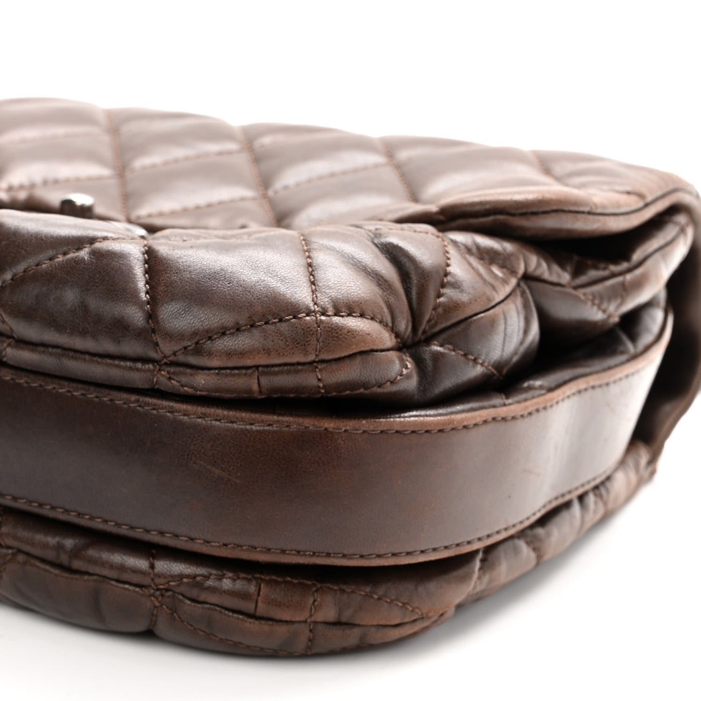 Lambskin Quilted Large Chanel 3 Flap Dark Brown