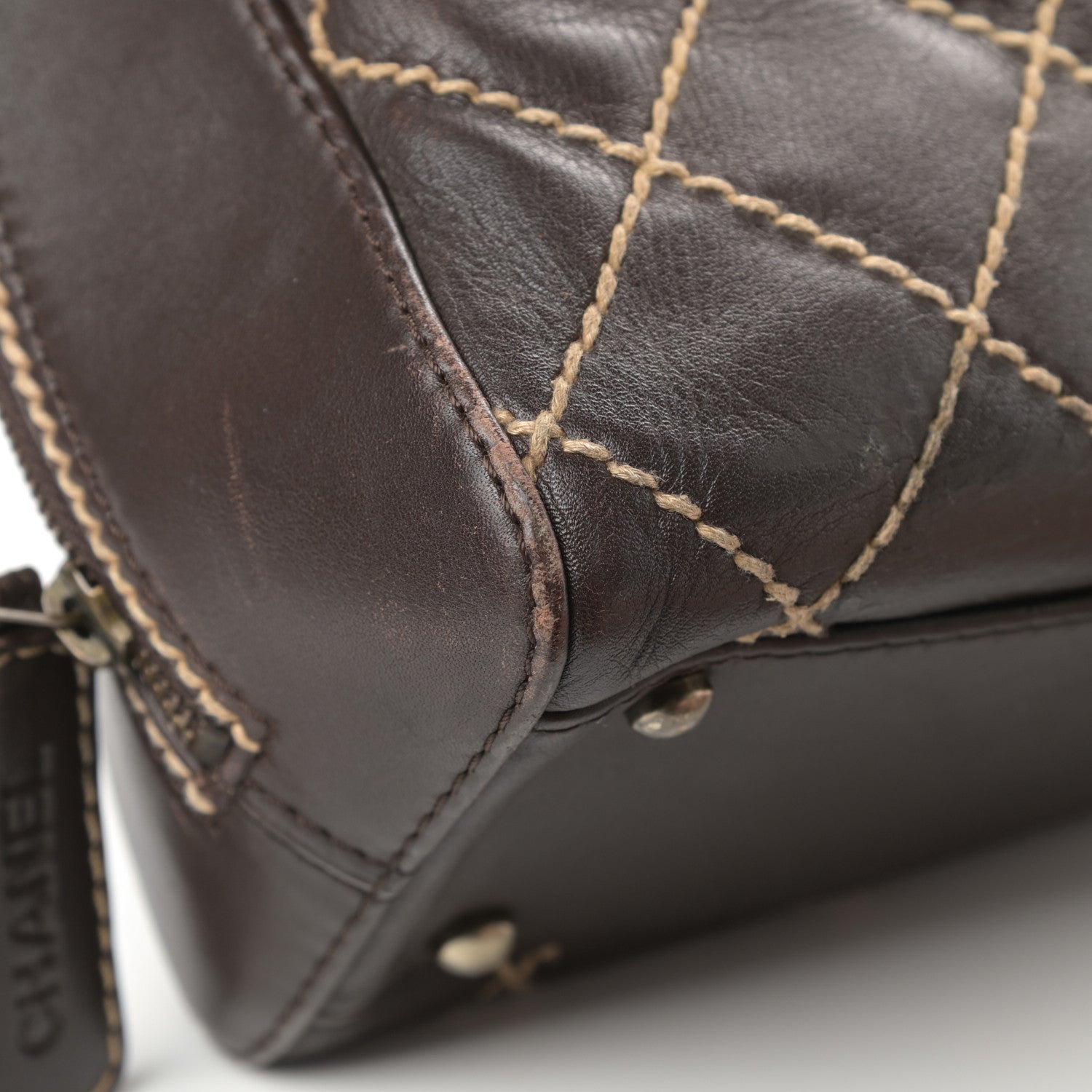 Chanel Calfskin Wild Stitch Top Handle Bag Brown 9 of 17