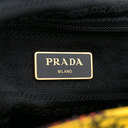 Prada Tessuto Nylon Saffiano Floral Print Tote Giallo 6 of 10