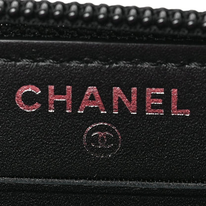Chanel Distressed Patent Quilted Small Boy Zip Around Wallet Black 6 of 10