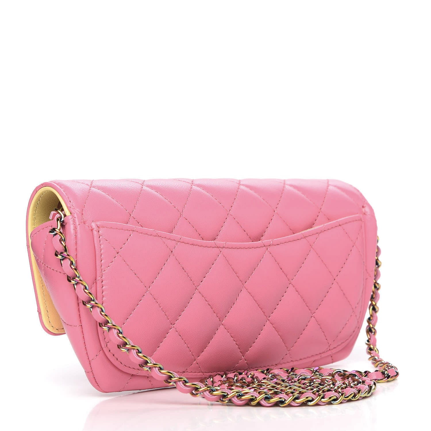 Chanel Lambskin Quilted Glasses Case With Chain Pink Yellow 3 of 13