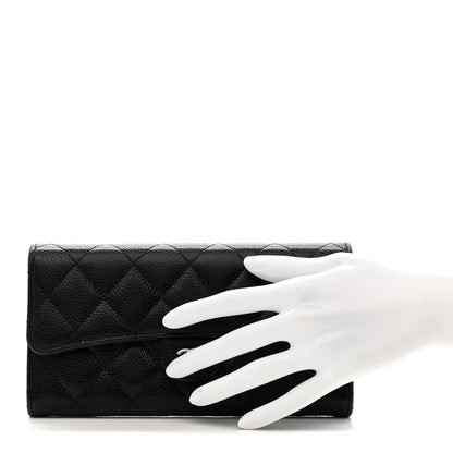 Chanel Caviar Quilted Large Gusset Flap Wallet Black 2 of 10