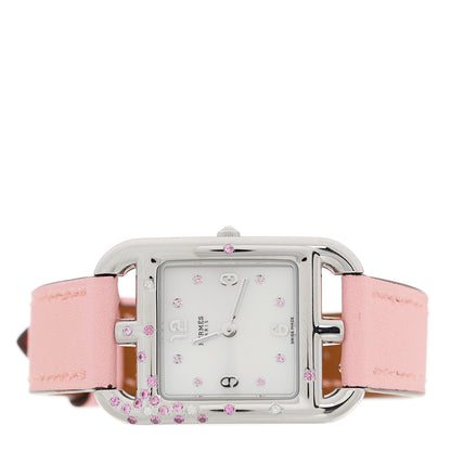 Hermes Stainless Steel Swift Diamond Pink Sapphire Mother of Pearl 23mm Cape Cod Quartz Watch Rose Sakura 2 of 5