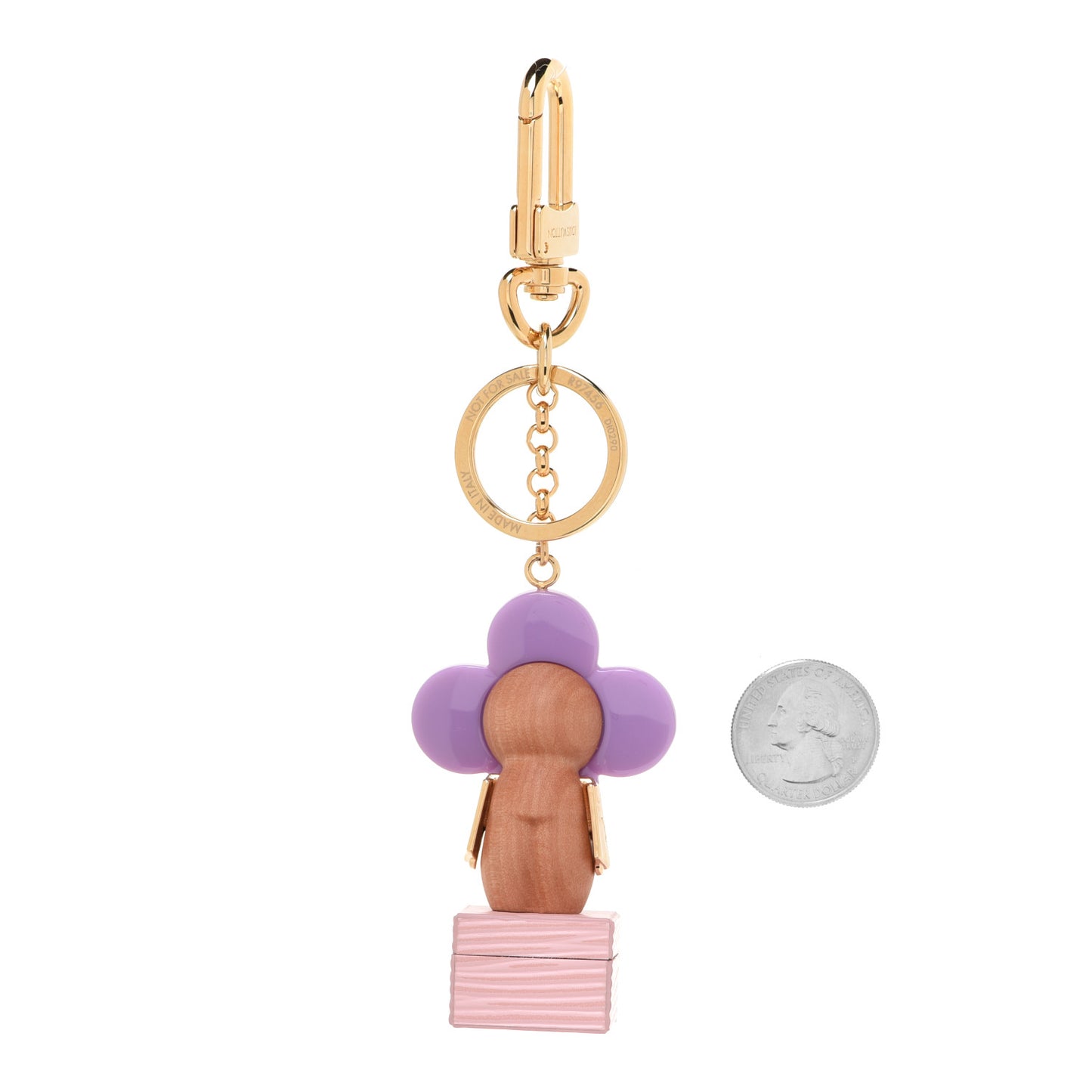 Resin Wood Vivienne Trunk Bag Charm Key Holder Pink